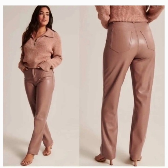 Abercrombie & Fitch Pants - NWT Abercrombie & Fitch Faux Leather 90’s Straight Ultra High Rise Pants in Rose